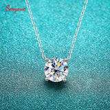 1-5CT Moissanite Necklace for Women Four Claws Pendant Wedding