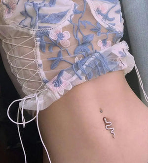 Snake Belly Button Rings 925 Silver Dangle Navel Ring CZ Piercing