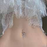 Snake Belly Button Rings 925 Silver Dangle Navel Ring CZ Piercing