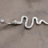 Snake Belly Button Rings 925 Silver Dangle Navel Ring CZ Piercing