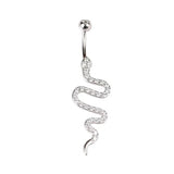 Snake Belly Button Rings 925 Silver Dangle Navel Ring CZ Piercing