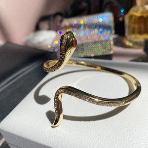 Vintage Snake Zircon Bracelet Yellow Cuff