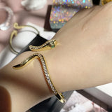 Vintage Snake Zircon Bracelet Yellow Cuff