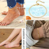 Snake Chain Anklet for Women Girls Adjustable Summer Beach Chain Anklet Bracelet