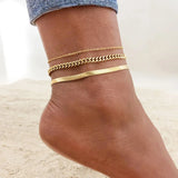 Snake Chain Anklet for Women Girls Adjustable Summer Beach Chain Anklet Bracelet