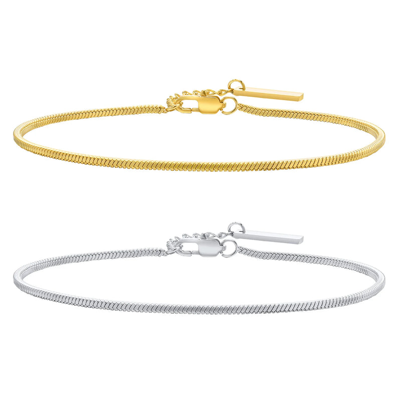 Men's Waterproof Snake Chain Bracelet, Stainless Steel Link Wristband