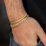Men's Waterproof Snake Chain Bracelet, Stainless Steel Link Wristband