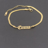 Personalized Snake Chain Name Bracelet Stainless Steel Filled