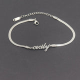 Personalized Snake Chain Name Bracelet Stainless Steel Filled