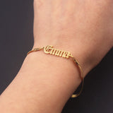 Personalized Snake Chain Name Bracelet Stainless Steel Filled