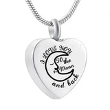 Love You to The Moon and Back Snake Chain Urn Necklace for Ashes