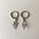 Snake Dangle Hoop Earrings 925 Silver Punk Animal Ear Jewelry