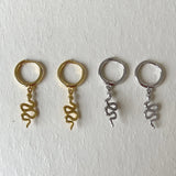 Snake Dangle Hoop Earrings 925 Silver Punk Animal Ear Jewelry