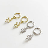 Snake Dangle Hoop Earrings 925 Silver Punk Animal Ear Jewelry