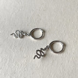 Snake Dangle Hoop Earrings 925 Silver Punk Animal Ear Jewelry