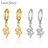 Snake Dangle Hoop Earrings 925 Silver Punk Animal Ear Jewelry
