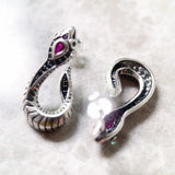 Snake Hinged Hoop Silver Earrings for Women