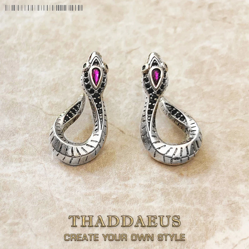 Snake Hinged Hoop Silver Earrings for Women
