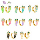 Snake Hoop Earrings Colorful Enamel Huggie Earrings