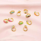 Snake Hoop Earrings Colorful Enamel Huggie Earrings