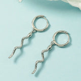 Snake Hoop Earrings Animal Pendant Silver Hoops Earring Punk Jewelry