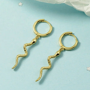 Snake Hoop Earrings Animal Pendant Silver Hoops Earring Punk Jewelry
