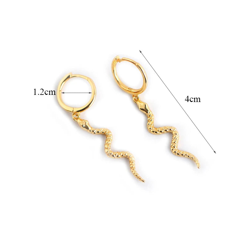 Snake Hoop Earrings Animal Pendant Silver Hoops Earring Punk Jewelry