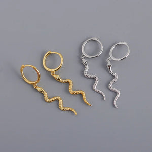 Snake Hoop Earrings Animal Pendant Silver Hoops Earring Punk Jewelry