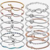 925 Silver Heart Bracelet for Beads Charms DIY Jewelry - Women's Gift