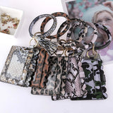 Snake Leopard Print Tassel Pendant Bag Bracelet Leather Card Package