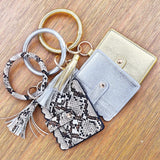 Snake Leopard Print Tassel Pendant Bag Bracelet Leather Card Package