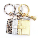 Snake Leopard Print Tassel Pendant Bag Bracelet Leather Card Package