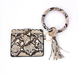Snake Leopard Print Tassel Pendant Bag Bracelet Leather Card Package
