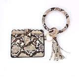 Snake Leopard Print Tassel Pendant Bag Bracelet Leather Card Package