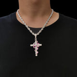 Snake Necklace Silver Animal Pendant Cross Necklace