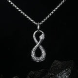 Snake Number 8 Shape Pendant Necklace Men's Retro Metal Animal Accessories