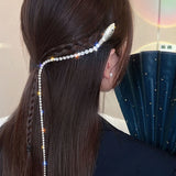 Snake Rhinestone Long Hair Chain Women Hairpin with Tassel