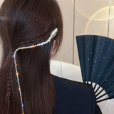 Snake Rhinestone Long Hair Chain Women Hairpin with Tassel
