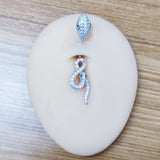 Snake Belly Ring 925 Silver CZ Navel Piercing