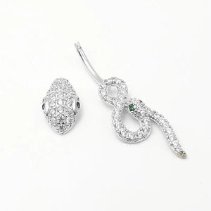 Snake Belly Ring 925 Silver CZ Navel Piercing