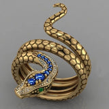 Punk Snake Eye Zircon Ring for Women Men Party Jewelry