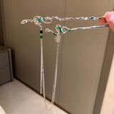 Snake Hair Sticks Punk Double Hairpin Silver Tassel Bun Chopsticks