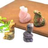 Snake Statue Crystal Rose Quartz Amethyst Healing Animals Figurines Reiki
