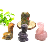 Snake Statue Crystal Rose Quartz Amethyst Healing Animals Figurines Reiki