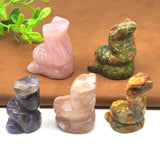 Snake Statue Crystal Rose Quartz Amethyst Healing Animals Figurines Reiki