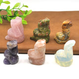Snake Statue Crystal Rose Quartz Amethyst Healing Animals Figurines Reiki