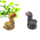 Snake Statue Crystal Rose Quartz Amethyst Healing Animals Figurines Reiki
