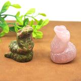 Snake Statue Crystal Rose Quartz Amethyst Healing Animals Figurines Reiki