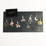 925 Silver Vintage Compass Dream Catcher Flamingo Charm Pendant