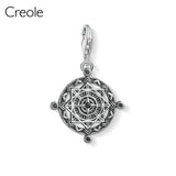 925 Silver Vintage Compass Dream Catcher Flamingo Charm Pendant